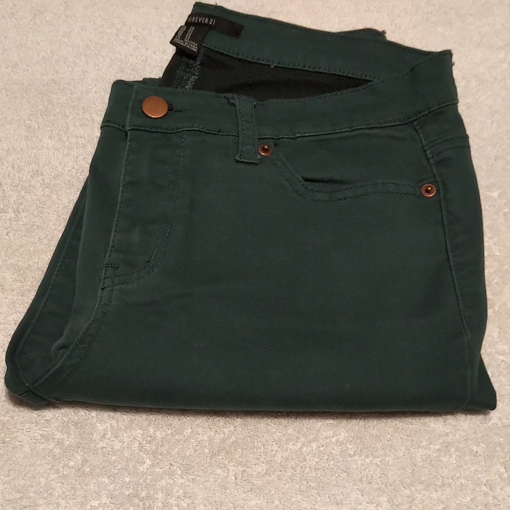Forever 21 Skinny Dark Green Jeans - Size 29